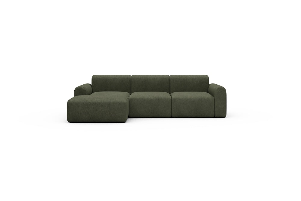 Rund Casual Modular Sofa - Configurations 1 - C3L - 194 x 152 cm - Chaise + 2 Seater - 535 Bouclé Forest Green