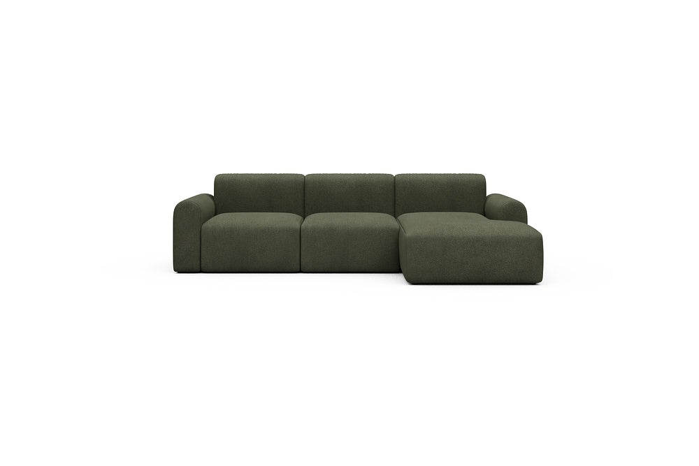 Rund Casual Modular Sofa - Configurations 1 - C4L - 266 x 152 cm - 2 Seater + Chaise - 535 Bouclé Forest Green