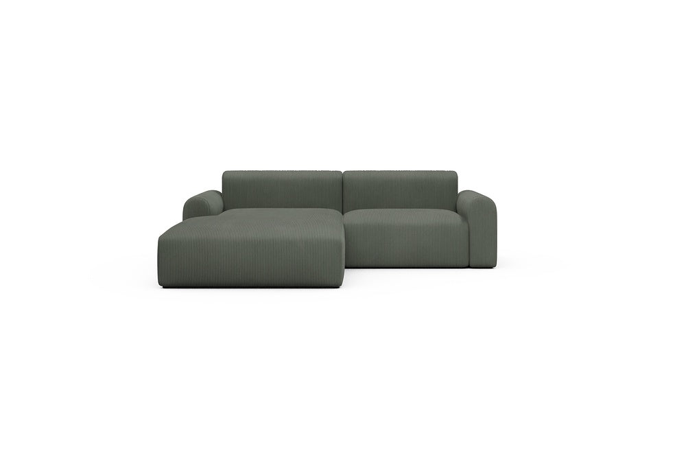 Rund Casual Modular Sofa - Configurations 1 - D1L - 240 x 188 cm - Chaise + 1,5 Seater - 598 Corduroy Sage