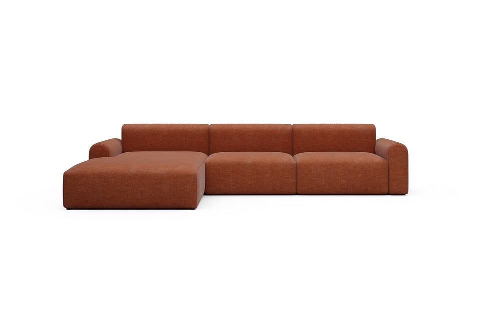 Rund Casual Modular Sofa - Configurations 1 - D3L - 335 x 188 cm - Chaise + 2,5 Seater - 412 Esina Rust Orange