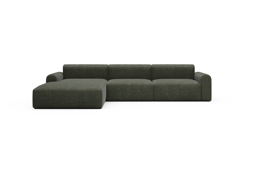 Rund Casual Modular Sofa - Configurations 1 - D3L - 335 x 188 cm - Chaise + 2,5 Seater - 413 Esina Olive Green