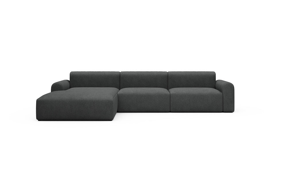 Rund Casual Modular Sofa - Configurations 1 - D3L - 335 x 188 cm - Chaise + 2,5 Seater - 529 Bouclé Charcoal