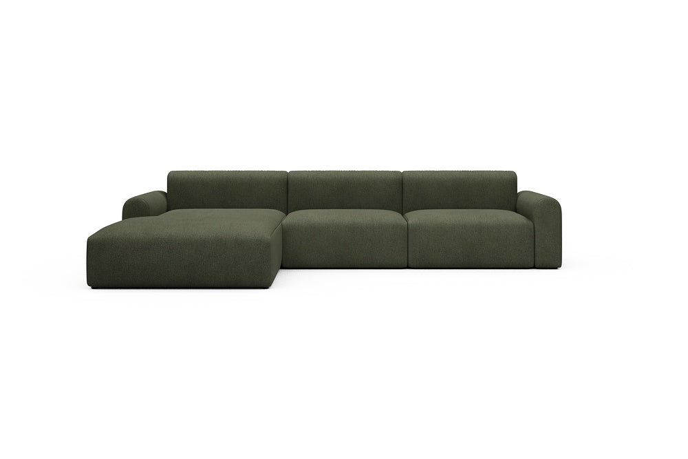 Rund Casual Modular Sofa - Configurations 1 - D3L - 335 x 188 cm - Chaise + 2,5 Seater - 535 Bouclé Forest Green