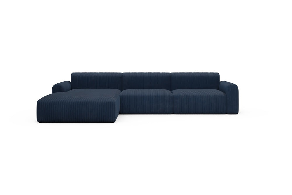 Rund Casual Modular Sofa - Configurations 1 - D3L - 335 x 188 cm - Chaise + 2,5 Seater - 591 Corduroy Midnight-Blue