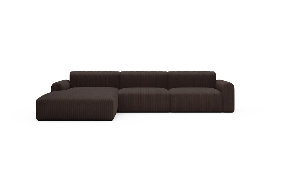 Rund Casual Modular Sofa - Configurations 1 - D3L - 335 x 188 cm - Chaise + 2,5 Seater - 600 Corduroy Cocoa
