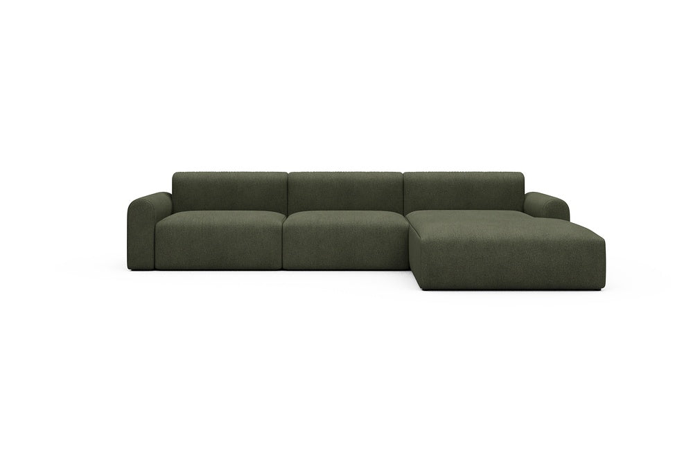 Rund Casual Modular Sofa - Configurations 1 - D4L - 335 x 188 cm - 2,5 Seater + Chaise - 535 Bouclé Forest Green