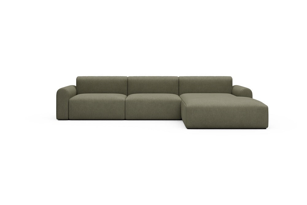 Rund Casual Modular Sofa - Configurations 1 - D4L - 335 x 188 cm - 2,5 Seater + Chaise - 575 Vivus Dusty Olive
