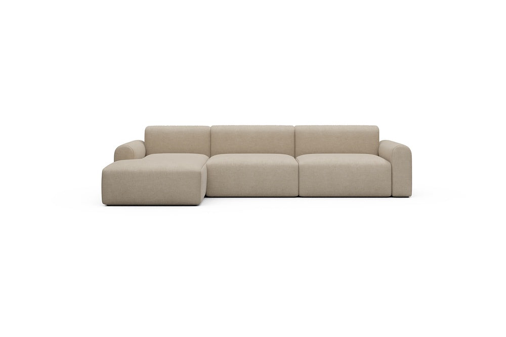 Rund Casual Modular Sofa - Configurations 1 - D5L - 312 x 152 cm - Chaise + 3 Seater - 410 Esina Almond Beige