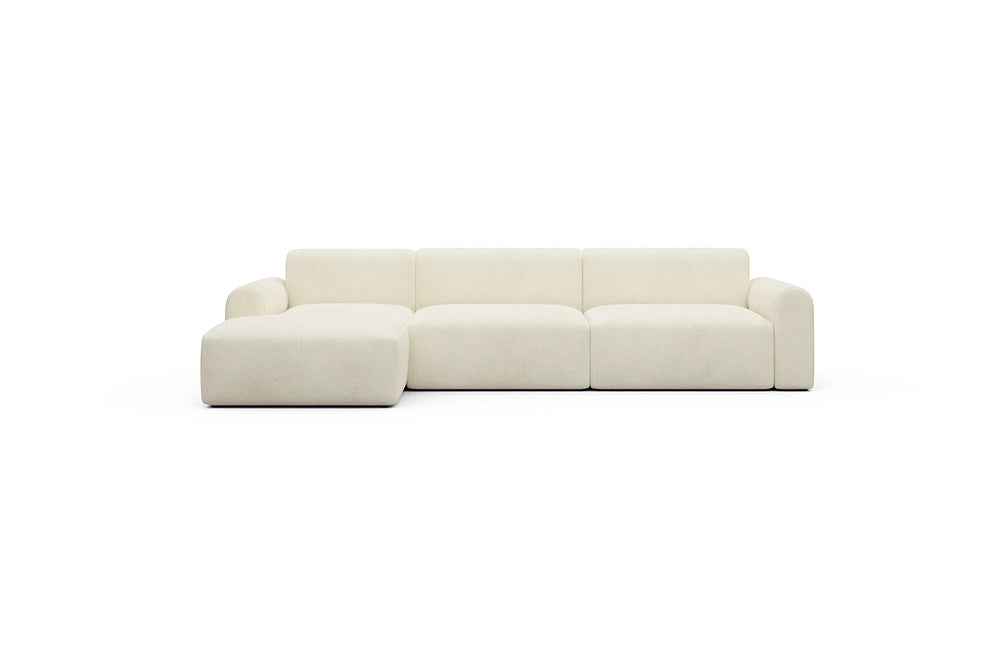 Rund Casual Modular Sofa - Configurations 1 - D5L - 312 x 152 cm - Chaise + 3 Seater - 531 Bouclé Off White