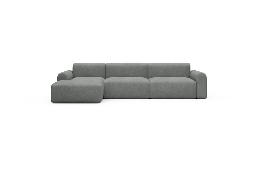 Rund Casual Modular Sofa - Configurations 1 - D5L - 312 x 152 cm - Chaise + 3 Seater - 533 Bouclé Ash Grey