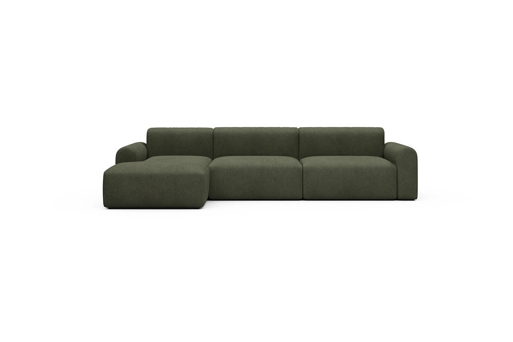 Rund Casual Modular Sofa - Configurations 1 - D5L - 312 x 152 cm - Chaise + 3 Seater - 535 Bouclé Forest Green