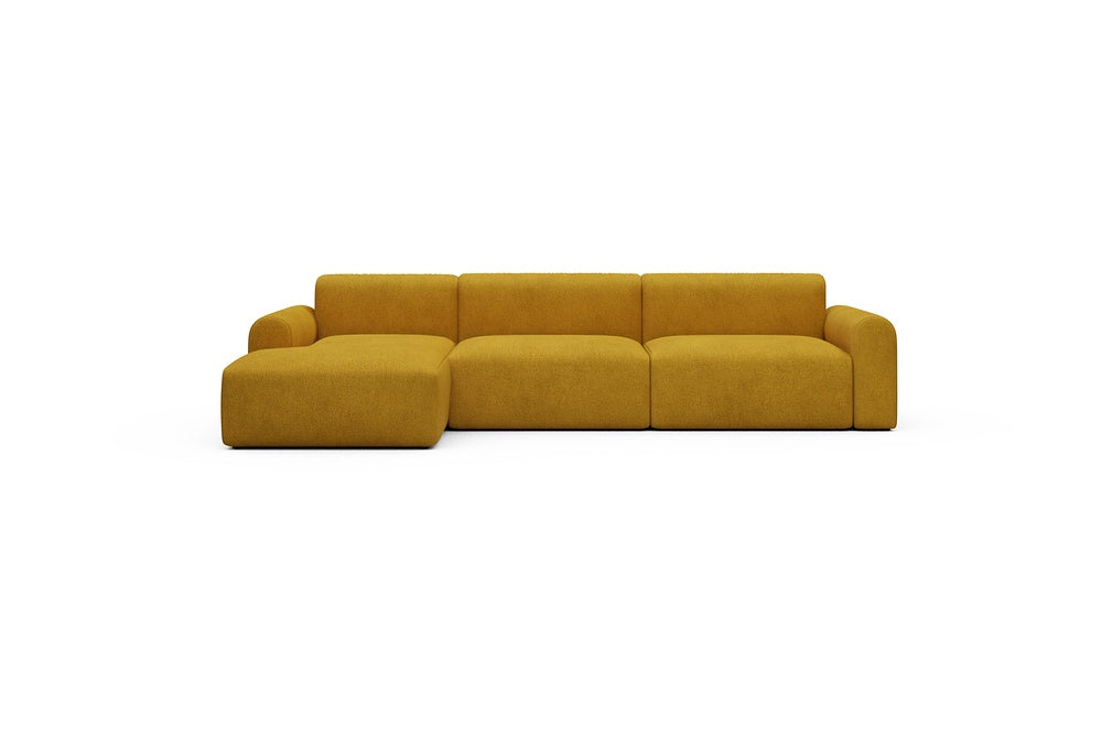 Rund Casual Modular Sofa - Configurations 1 - D5L - 312 x 152 cm - Chaise + 3 Seater - 536 Bouclé Ochre