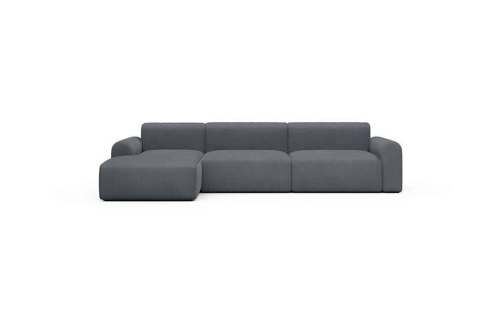Rund Casual Modular Sofa - Configurations 1 - D5L - 312 x 152 cm - Chaise + 3 Seater - 592 Corduroy Silvermist