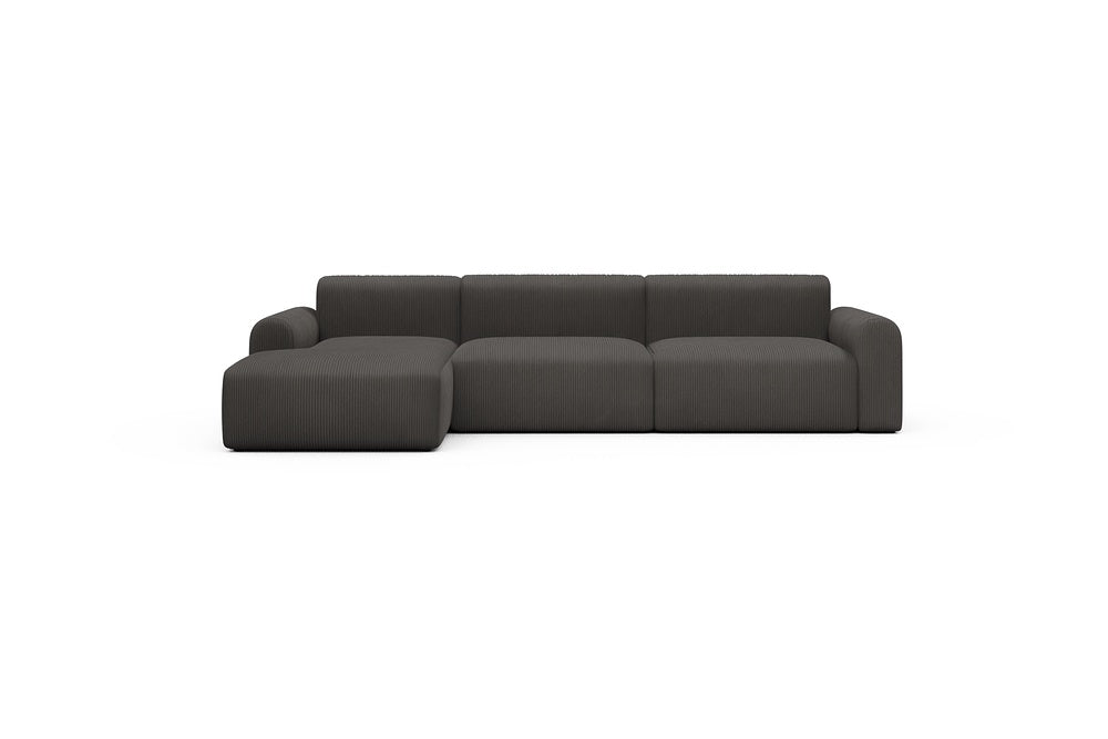 Rund Casual Modular Sofa - Configurations 1 - D5L - 312 x 152 cm - Chaise + 3 Seater - 597 Corduroy Charcoal