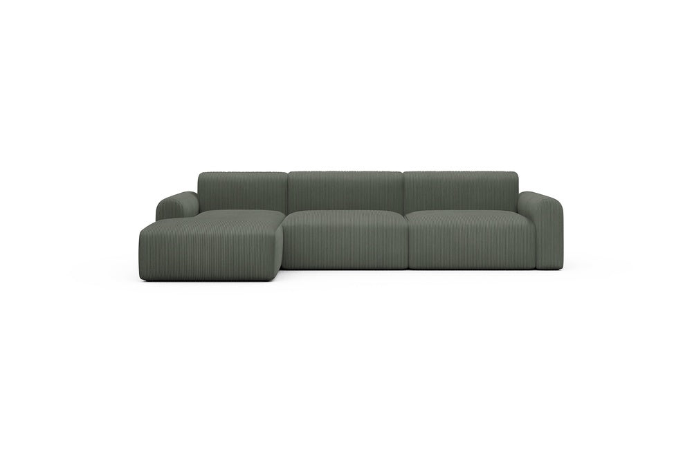 Rund Casual Modular Sofa - Configurations 1 - D5L - 312 x 152 cm - Chaise + 3 Seater - 598 Corduroy Sage
