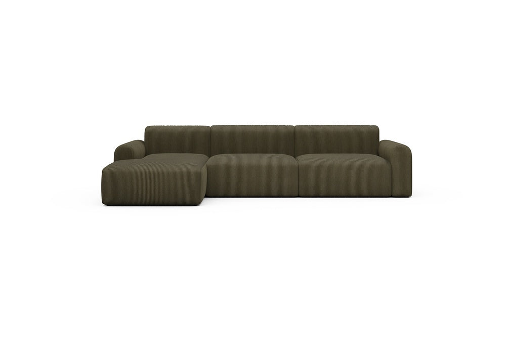 Rund Casual Modular Sofa - Configurations 1 - D5L - 312 x 152 cm - Chaise + 3 Seater - 599 Corduroy Olive