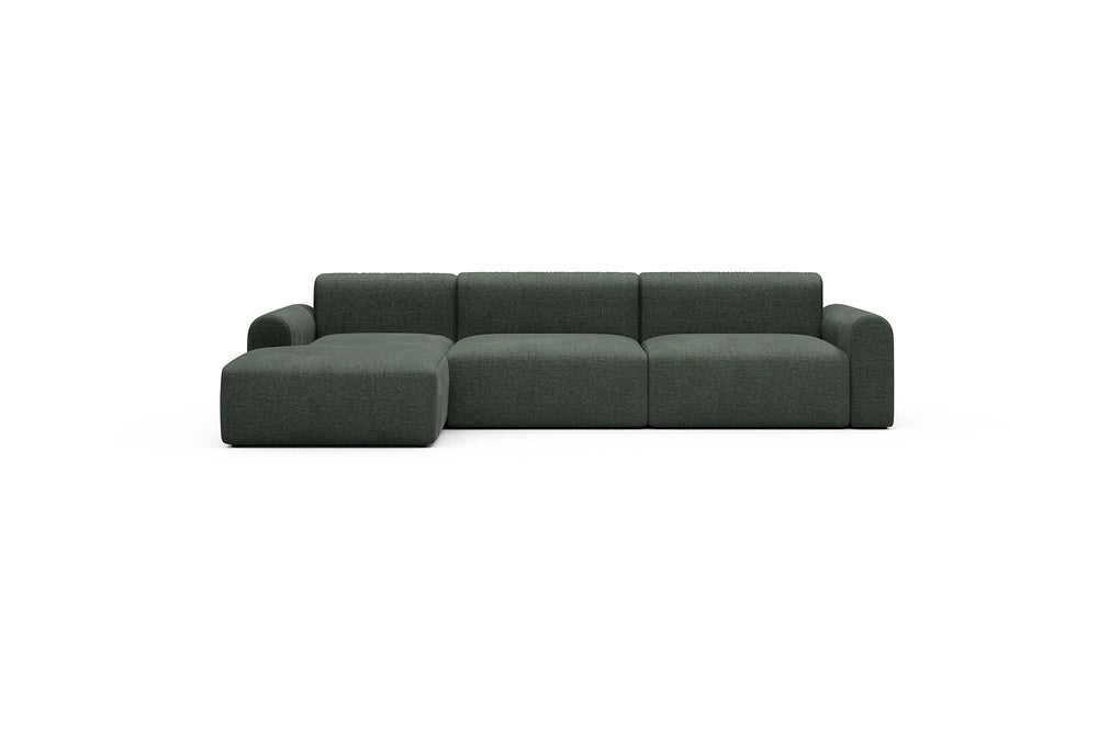 Rund Casual Modular Sofa - Configurations 1 - D5L - 312 x 152 cm - Chaise + 3 Seater - 818 Aivi Pine Green