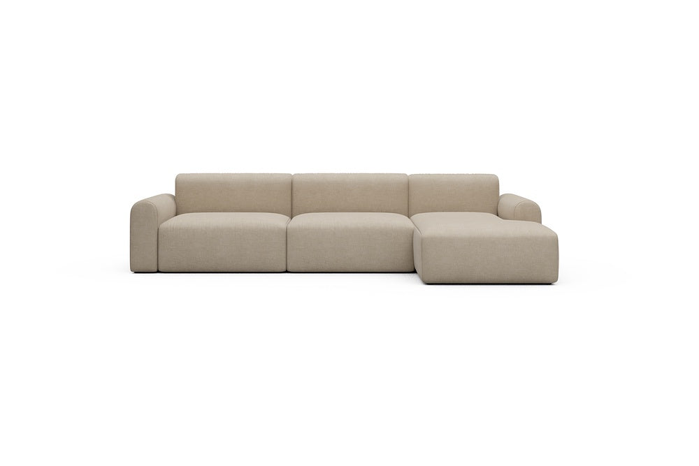 Rund Casual Modular Sofa - Configurations 1 - D6L - 312 x 152 cm - 3 Seater + Chaise - 410 Esina Almond Beige