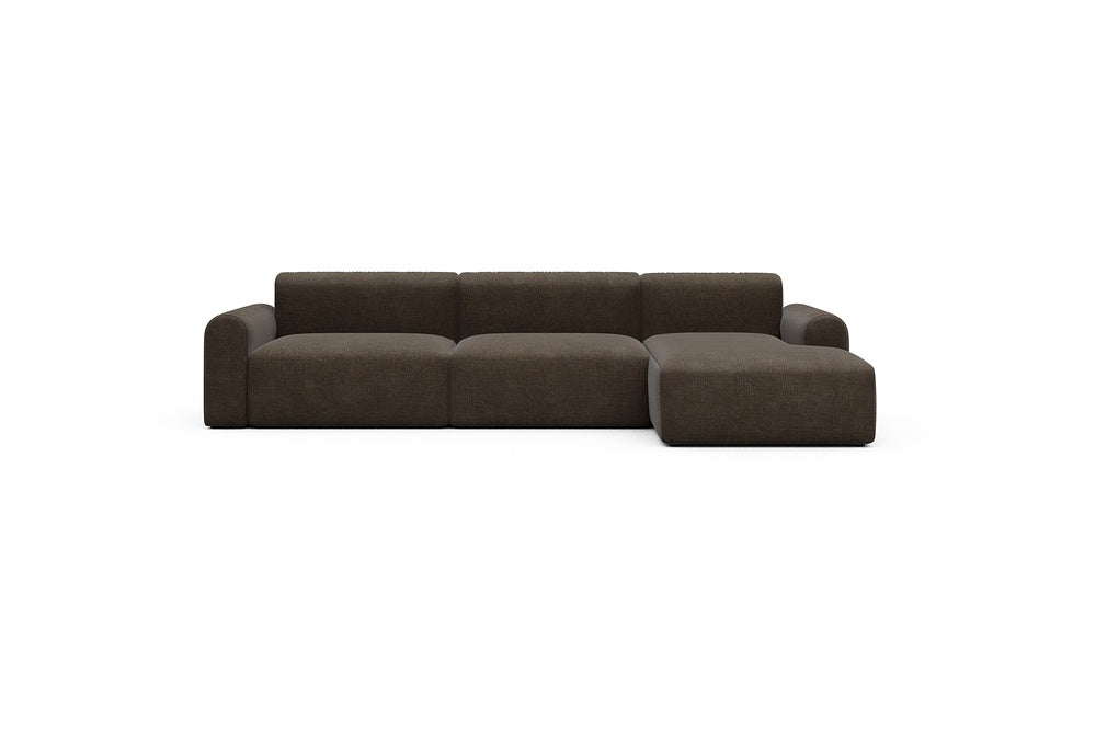 Rund Casual Modular Sofa - Configurations 1 - D6L - 312 x 152 cm - 3 Seater + Chaise - 411 Esina Cedar Brown