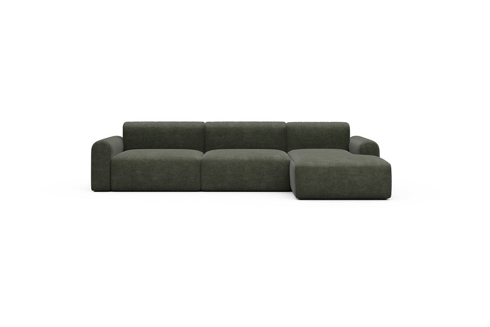 Rund Casual Modular Sofa - Configurations 1 - D6L - 312 x 152 cm - 3 Seater + Chaise - 413 Esina Olive Green