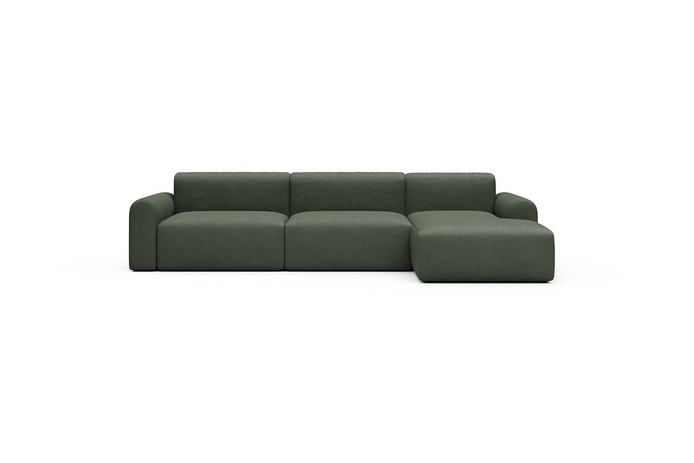 Rund Casual Modular Sofa - Configurations 1 - D6L - 312 x 152 cm - 3 Seater + Chaise - 488 Denari Forest Green