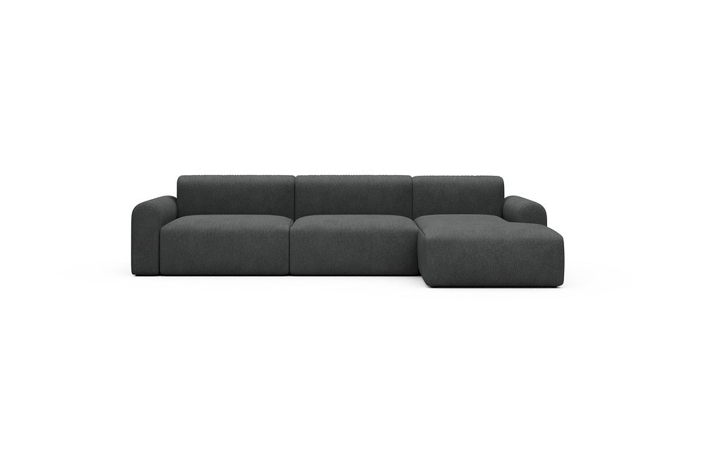Rund Casual Modular Sofa - Configurations 1 - D6L - 312 x 152 cm - 3 Seater + Chaise - 529 Bouclé Charcoal