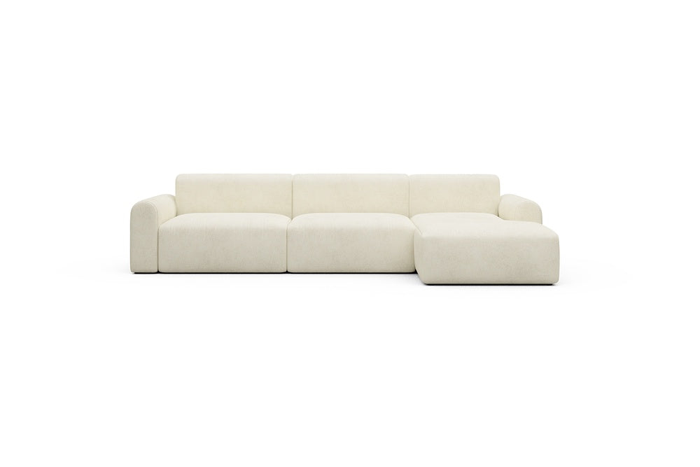 Rund Casual Modular Sofa - Configurations 1 - D6L - 312 x 152 cm - 3 Seater + Chaise - 531 Bouclé Off White
