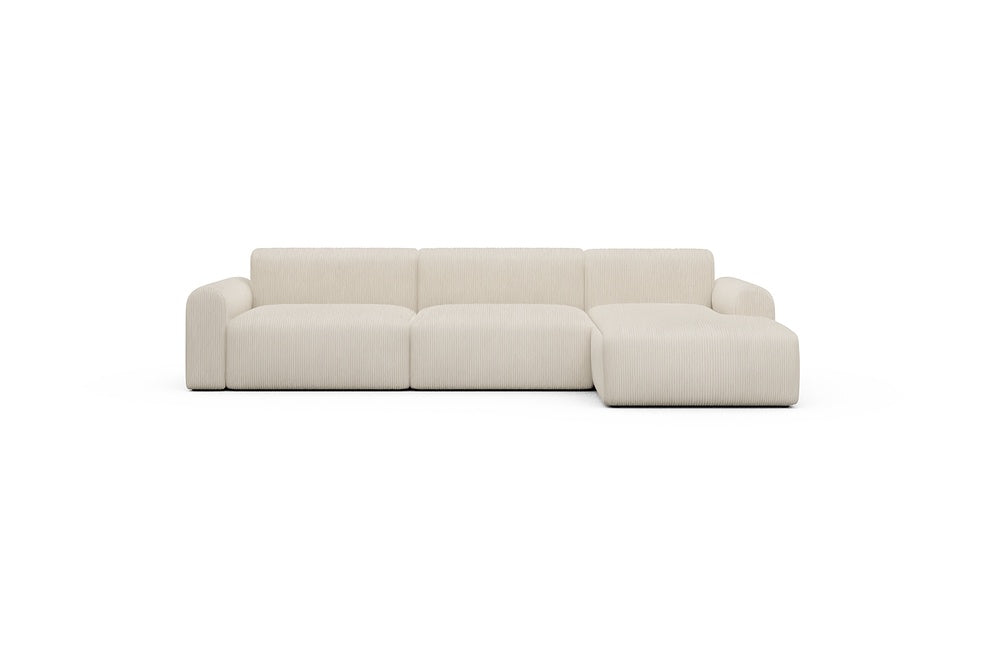 Rund Casual Modular Sofa - Configurations 1 - D6L - 312 x 152 cm - 3 Seater + Chaise - 594 Corduroy Ivory