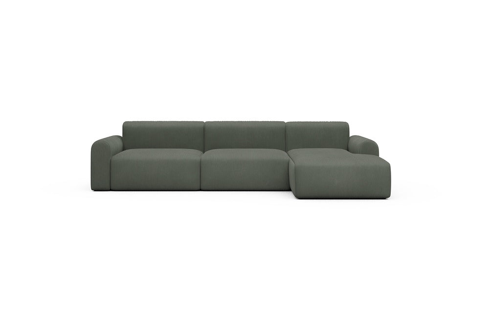 Rund Casual Modular Sofa - Configurations 1 - D6L - 312 x 152 cm - 3 Seater + Chaise - 598 Corduroy Sage
