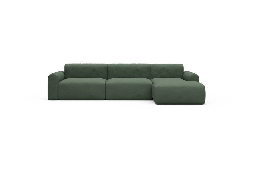 Rund Casual Modular Sofa - Configurations 1 - D6L - 312 x 152 cm - 3 Seater + Chaise - 769 Cura Saga Green