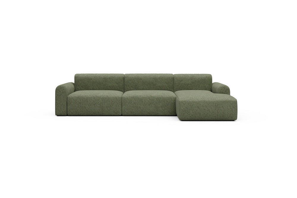 Rund Casual Modular Sofa - Configurations 1 - D6L - 312 x 152 cm - 3 Seater + Chaise - 775 Carreno Vivid Green