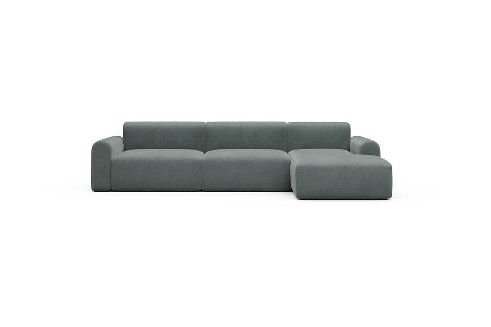 Rund Casual Modular Sofa - Configurations 1 - D6L - 312 x 152 cm - 3 Seater + Chaise - 812 Smooth Smooth Silver Grey