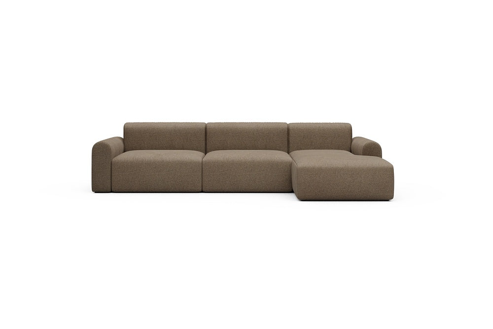 Rund Casual Modular Sofa - Configurations 1 - D6L - 312 x 152 cm - 3 Seater + Chaise - 817 Aivi Khaki Brown