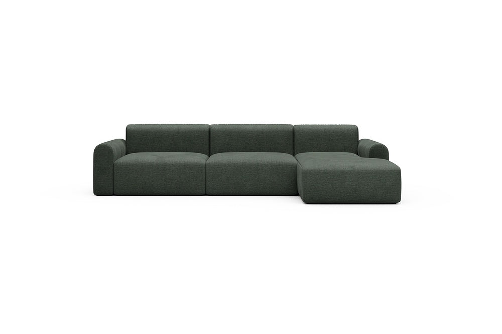 Rund Casual Modular Sofa - Configurations 1 - D6L - 312 x 152 cm - 3 Seater + Chaise - 818 Aivi Pine Green