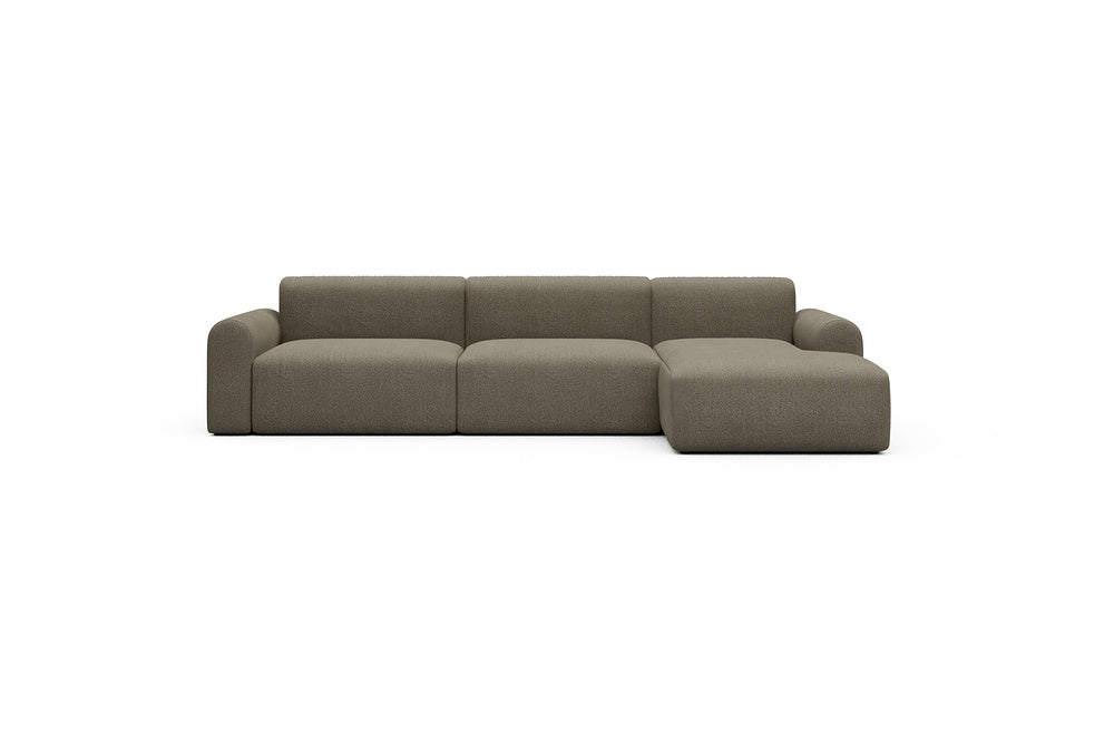 Rund Casual Modular Sofa - Configurations 1 - D6L - 312 x 152 cm - 3 Seater + Chaise - 850 Mahoga Caramel Grey