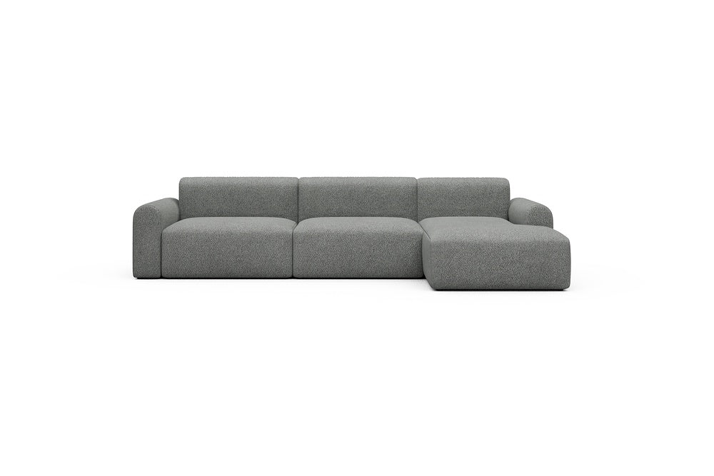 Rund Casual Modular Sofa - Configurations 1 - D6L - 312 x 152 cm - 3 Seater + Chaise - 868 Vanora Warm Grey