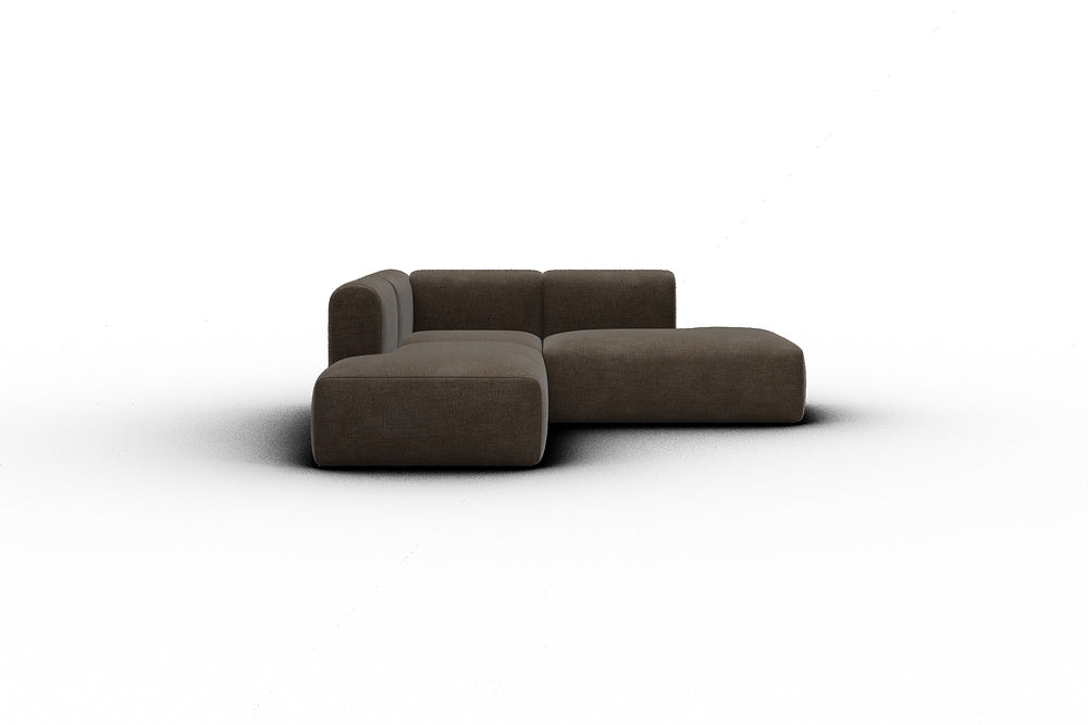 Rund Casual Modular Sofa - Configurations 1 - F1H - 224 x 224 cm - Open-end + 1 Seater + Open-end - 411 Esina Cedar Brown