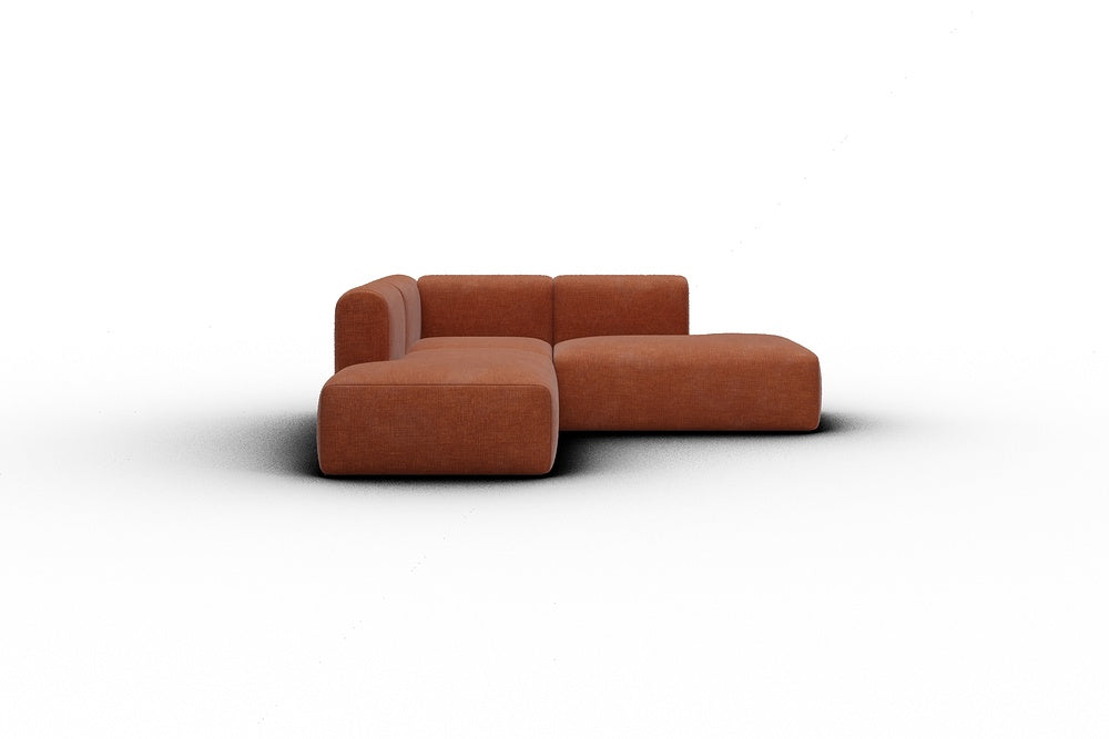 Rund Casual Modular Sofa - Configurations 1 - F1H - 224 x 224 cm - Open-end + 1 Seater + Open-end - 412 Esina Rust Orange