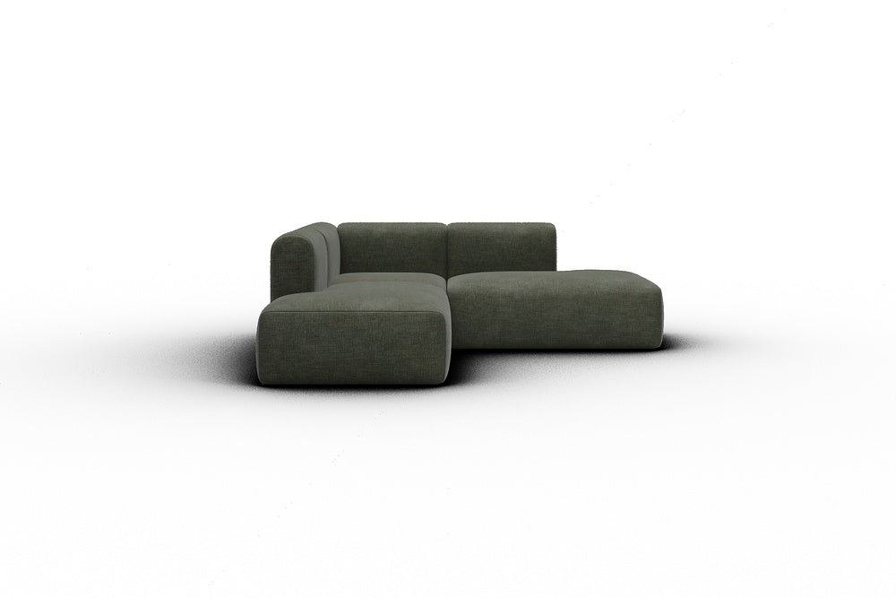 Rund Casual Modular Sofa - Configurations 1 - F1H - 224 x 224 cm - Open-end + 1 Seater + Open-end - 413 Esina Olive Green