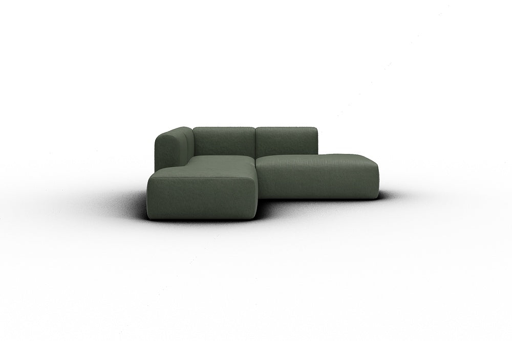Rund Casual Modular Sofa - Configurations 1 - F1H - 224 x 224 cm - Open-end + 1 Seater + Open-end - 488 Denari Forest Green