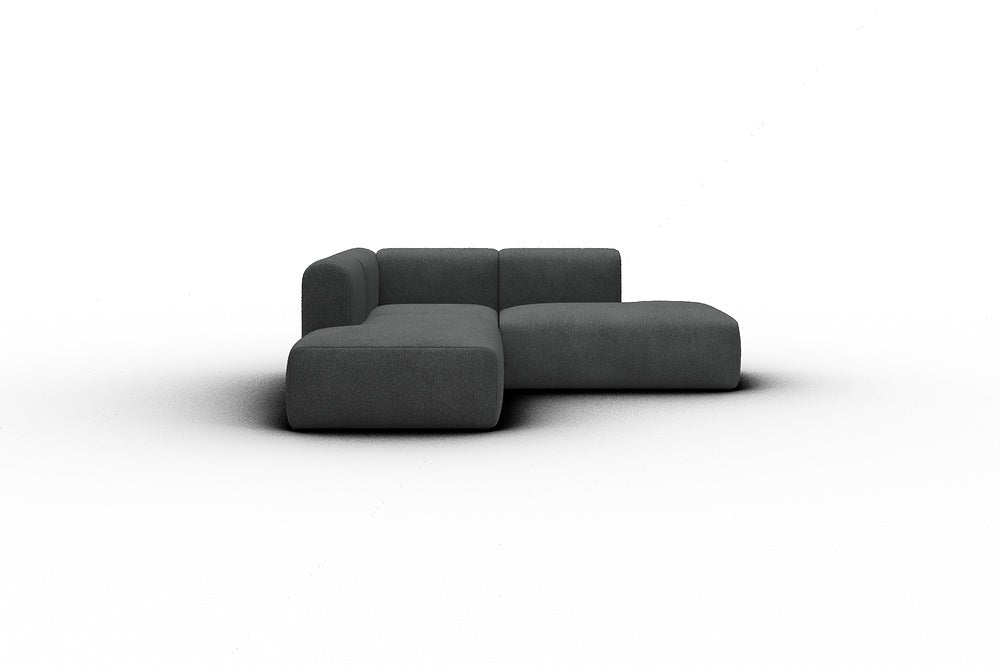 Rund Casual Modular Sofa - Configurations 1 - F1H - 224 x 224 cm - Open-end + 1 Seater + Open-end - 529 Bouclé Charcoal