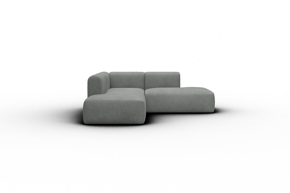 Rund Casual Modular Sofa - Configurations 1 - F1H - 224 x 224 cm - Open-end + 1 Seater + Open-end - 533 Bouclé Ash Grey
