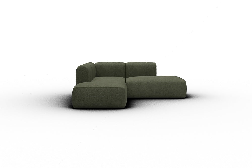 Rund Casual Modular Sofa - Configurations 1 - F1H - 224 x 224 cm - Open-end + 1 Seater + Open-end - 535 Bouclé Forest Green
