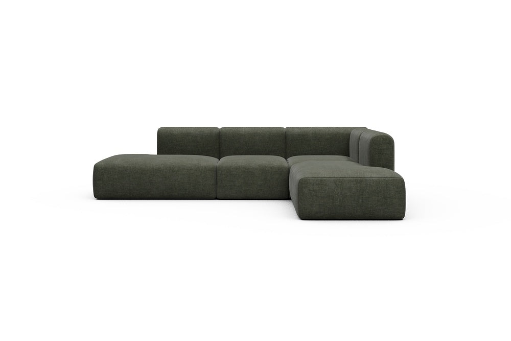 Rund Casual Modular Sofa - Configurations 1 - F2H - 296 x 224 cm - Open-end + 2 Seater + Open-end - 413 Esina Olive Green