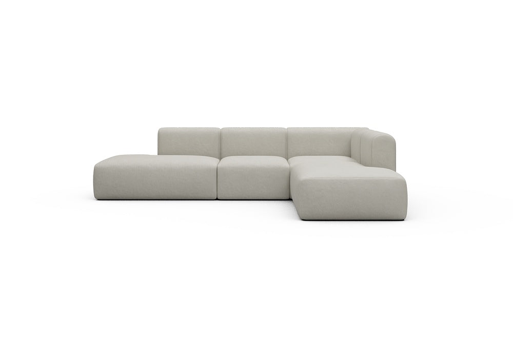 Rund Casual Modular Sofa - Configurations 1 - F2H - 296 x 224 cm - Open-end + 2 Seater + Open-end - 487 Denari Clean Beige