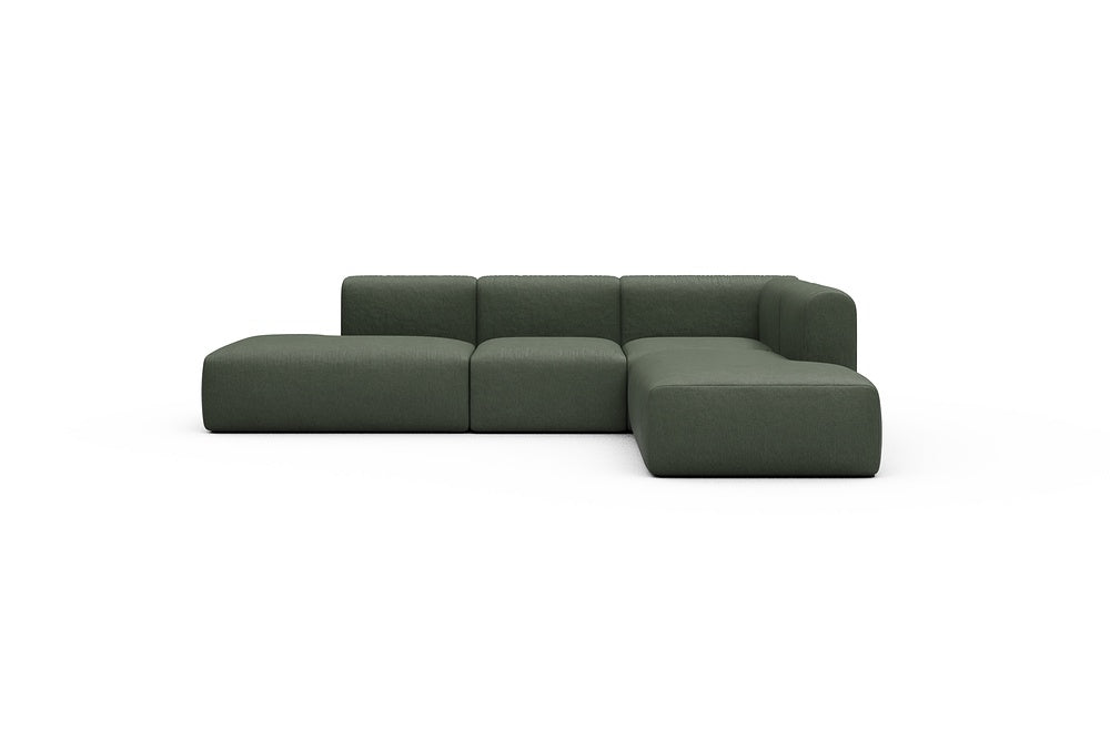 Rund Casual Modular Sofa - Configurations 1 - F2H - 296 x 224 cm - Open-end + 2 Seater + Open-end - 488 Denari Forest Green