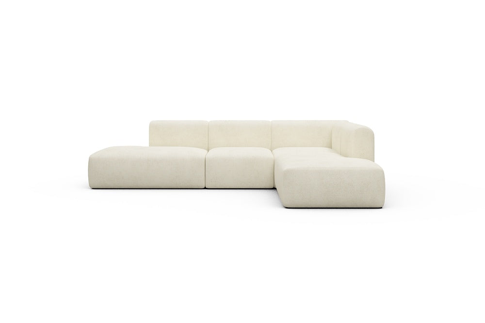 Rund Casual Modular Sofa - Configurations 1 - F2H - 296 x 224 cm - Open-end + 2 Seater + Open-end - 531 Bouclé Off White