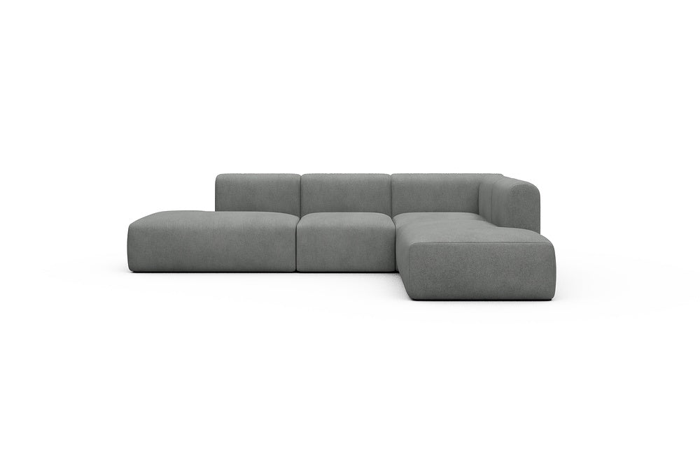 Rund Casual Modular Sofa - Configurations 1 - F2H - 296 x 224 cm - Open-end + 2 Seater + Open-end - 533 Bouclé Ash Grey