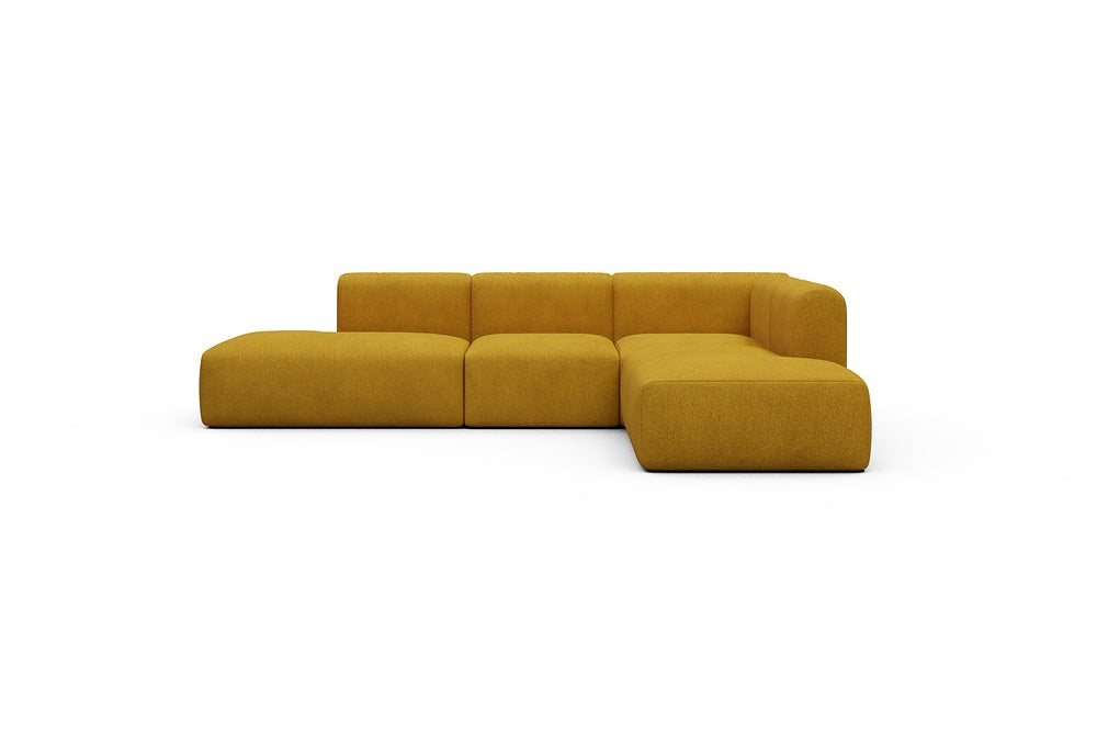 Rund Casual Modular Sofa - Configurations 1 - F2H - 296 x 224 cm - Open-end + 2 Seater + Open-end - 536 Bouclé Ochre