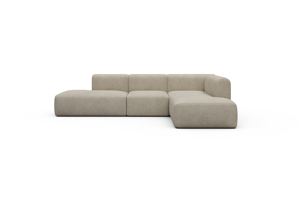 Rund Casual Modular Sofa - Configurations 1 - F2H - 296 x 224 cm - Open-end + 2 Seater + Open-end - 539 Bouclé Beige